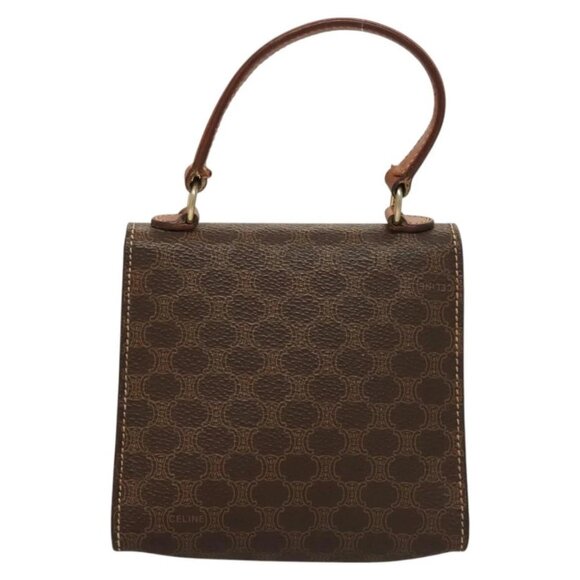 CELINE Macadam Canvas Mini Hand Bag PVC Leather 2way Brown Gold Auth yk18202 - Picture 2 of 16